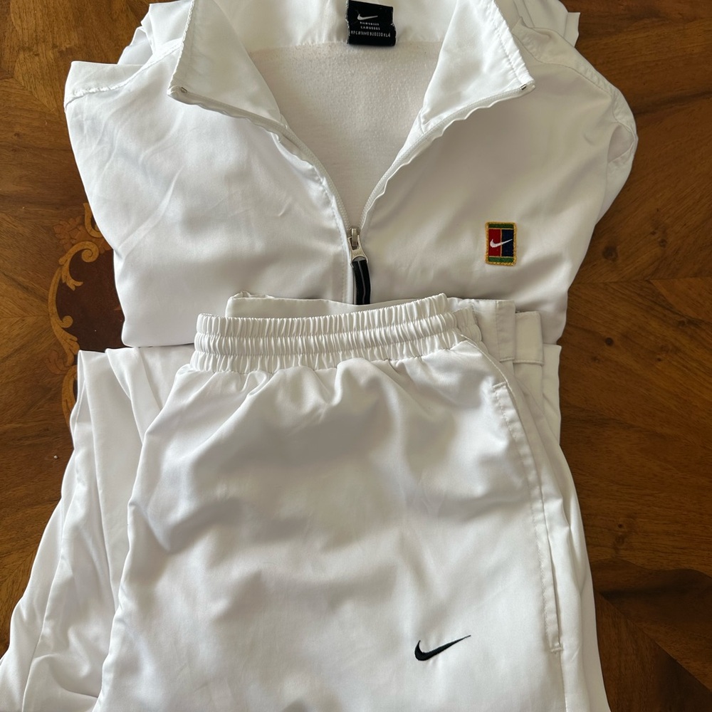 Nike White Blazer and Pants Ensemble